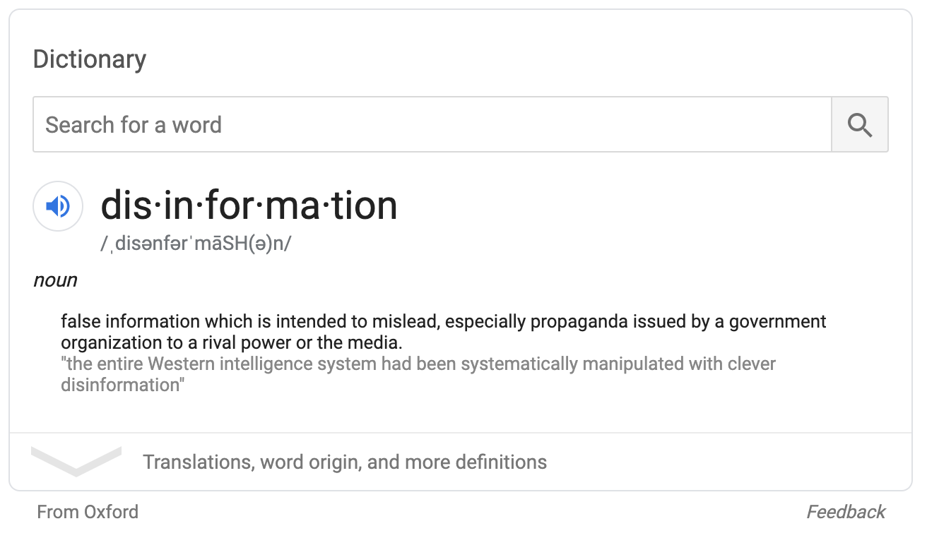 Definition of "disinformation"